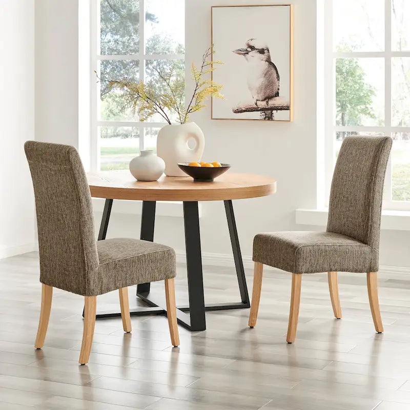 Lot de 2 fauteuils d'appoint en tissu rembourré – Crème/Beige/Taupe, piétements coloris Naturel et Noir au choix