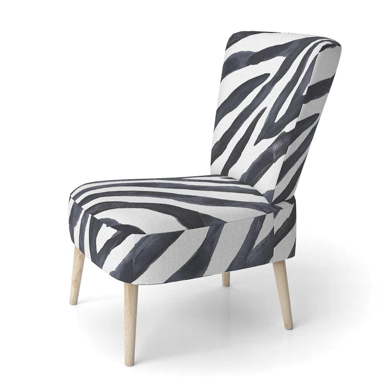 Chaise d'appoint et fauteuil rembourrés rayés zébrés Designart pour cabine et pavillon