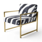Chaise d'appoint et fauteuil rembourrés rayés zébrés Designart pour cabine et pavillon