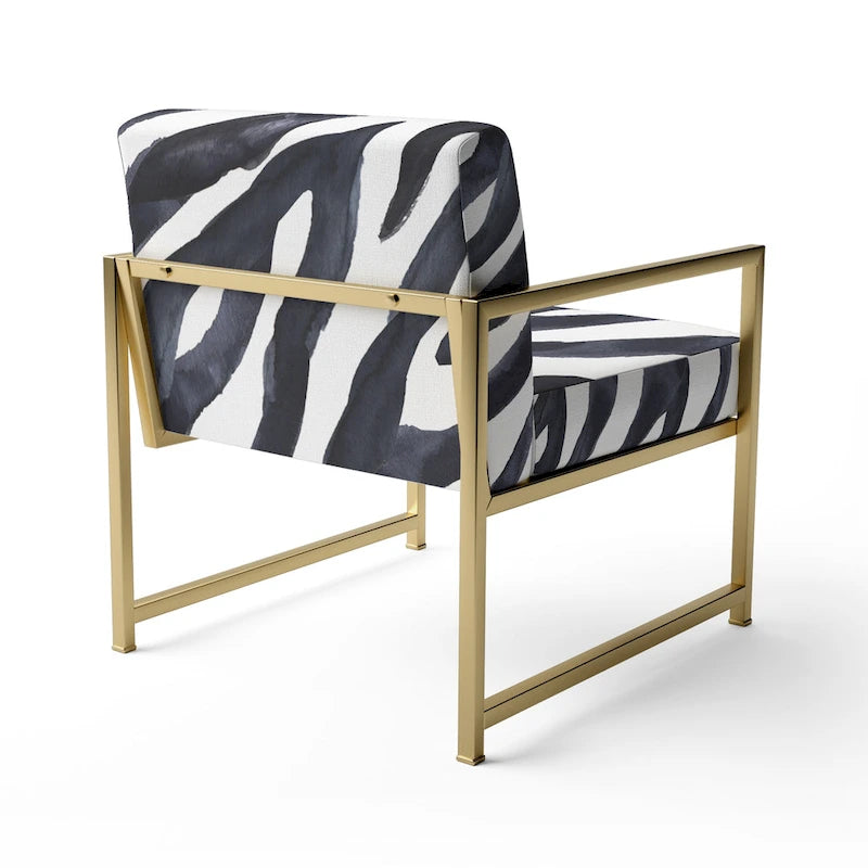 Chaise d'appoint et fauteuil rembourrés rayés zébrés Designart pour cabine et pavillon