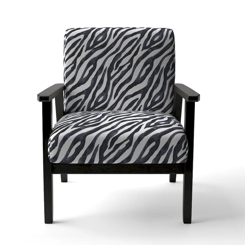 Chaise d'appoint et fauteuil rembourrés rayés zébrés Designart pour cabine et pavillon