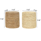 Adeco Lot de 2 poufs repose-pieds en quenouille naturelle tressée à la main