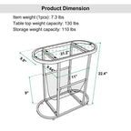 Tables d'appoint ovales étroites, lot de 2 tables d'extrémité avec rangement organisateur