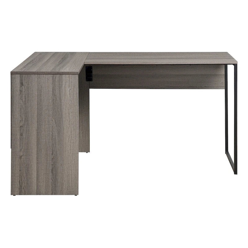 Bureau d'angle en L pour bureau à domicile – Fini gris/bois, conception peu encombrante, 30,39 kg