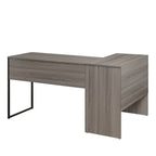 Bureau d'angle en L pour bureau à domicile – Fini gris/bois, conception peu encombrante, 30,39 kg