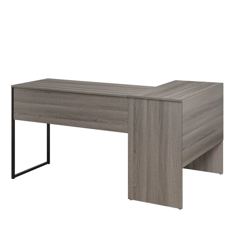Bureau d'angle en L pour bureau à domicile – Fini gris/bois, conception peu encombrante, 30,39 kg