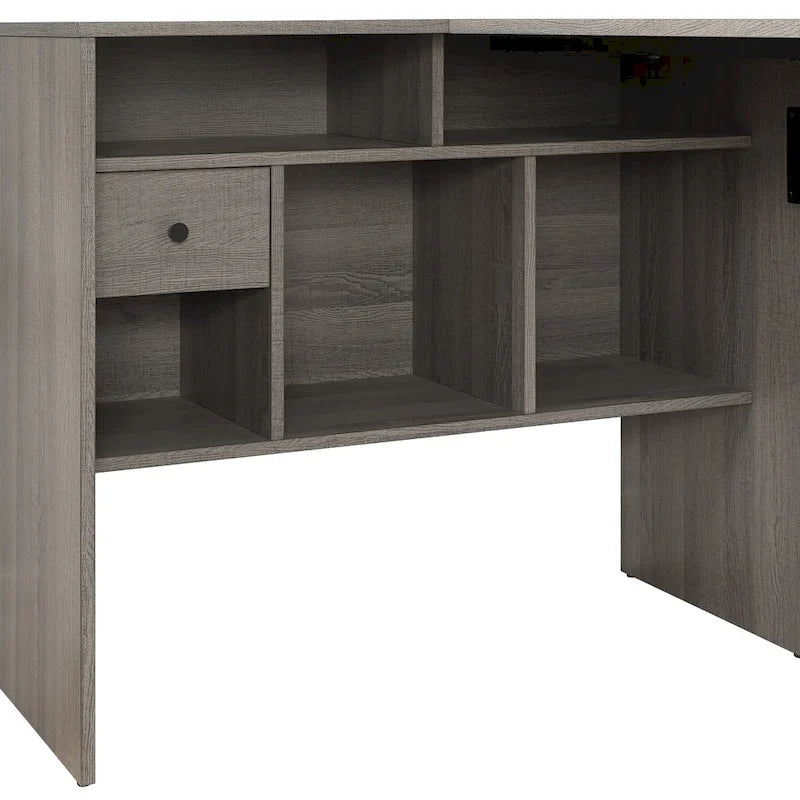 Bureau d'angle en L pour bureau à domicile – Fini gris/bois, conception peu encombrante, 30,39 kg