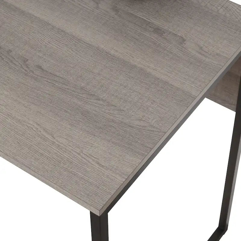 Bureau d'angle en L pour bureau à domicile – Fini gris/bois, conception peu encombrante, 30,39 kg