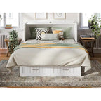 Lit escamotable Queen Size avec matelas en mousse à mémoire de forme infusée de gel – Gris/Blanc/Espresso