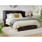 Lit escamotable Queen Size avec matelas en mousse à mémoire de forme infusée de gel – Gris/Blanc/Espresso