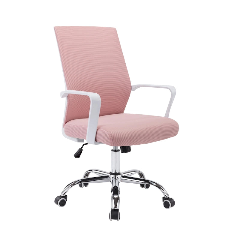 Chaise de bureau pivotante à dossier en maille – Rose/Noir/Blanc, Chaise de bureau ergonomique pour la maison