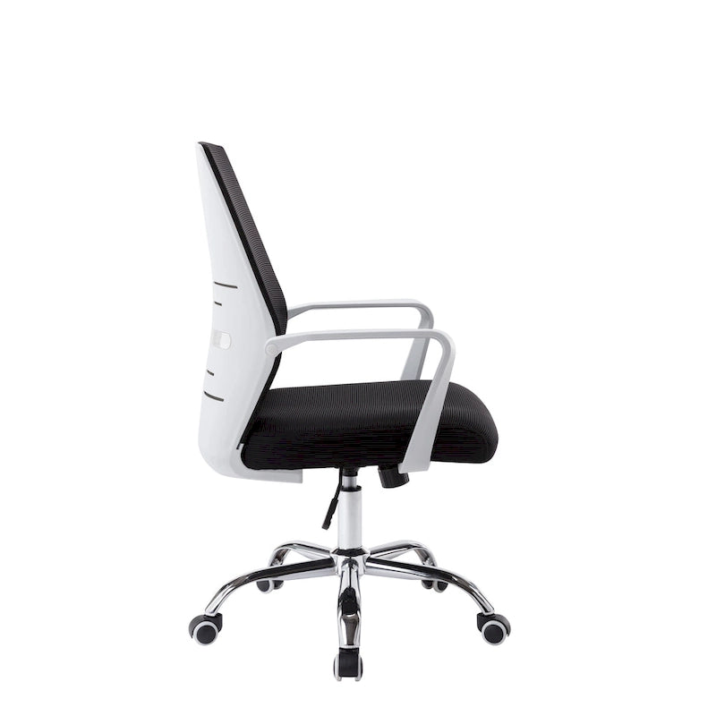 Chaise de bureau pivotante à dossier en maille – Rose/Noir/Blanc, Chaise de bureau ergonomique pour la maison