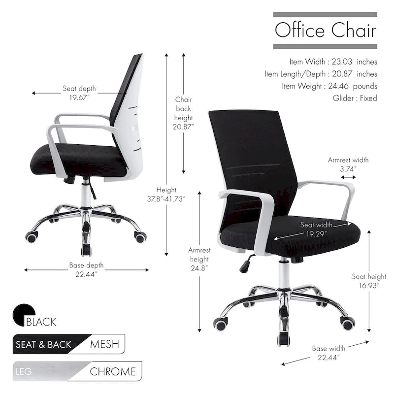 Chaise de bureau pivotante à dossier en maille – Rose/Noir/Blanc, Chaise de bureau ergonomique pour la maison