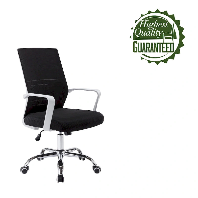 Chaise de bureau pivotante à dossier en maille – Rose/Noir/Blanc, Chaise de bureau ergonomique pour la maison