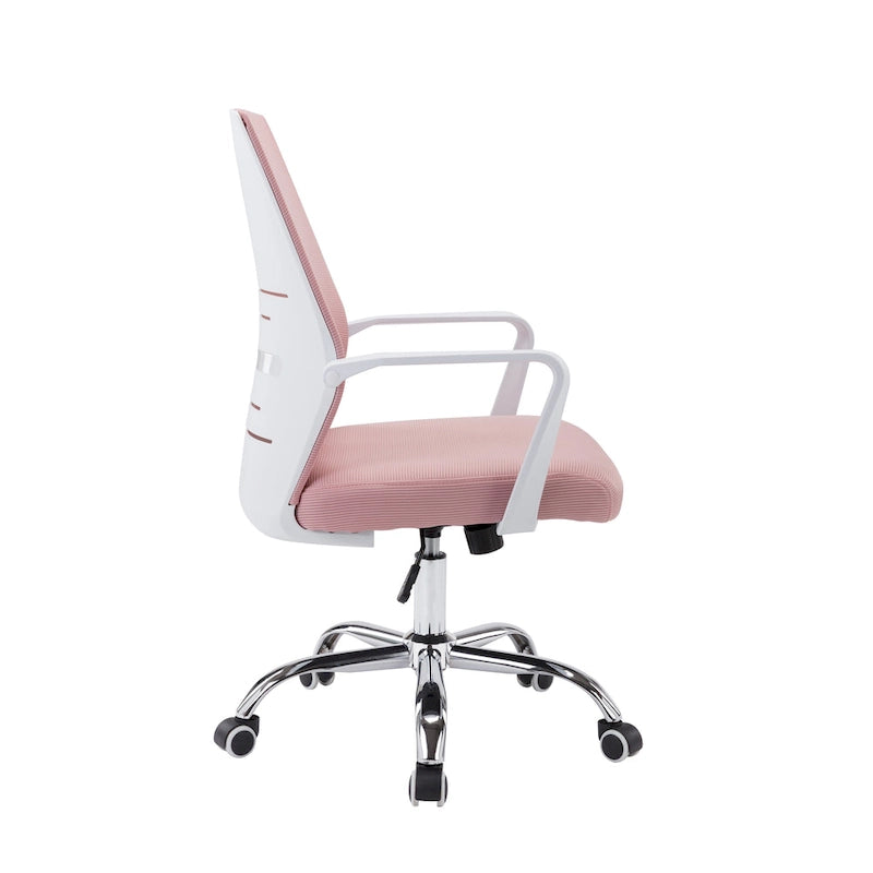 Chaise de bureau pivotante à dossier en maille – Rose/Noir/Blanc, Chaise de bureau ergonomique pour la maison