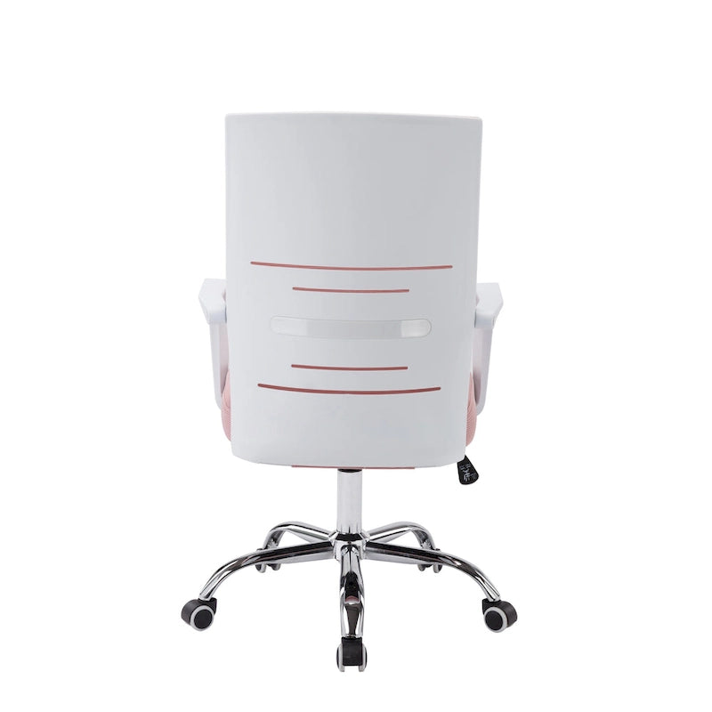 Chaise de bureau pivotante à dossier en maille – Rose/Noir/Blanc, Chaise de bureau ergonomique pour la maison