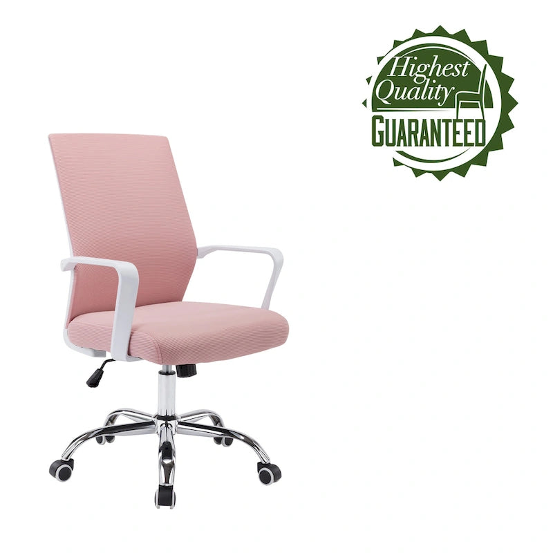 Chaise de bureau pivotante à dossier en maille – Rose/Noir/Blanc, Chaise de bureau ergonomique pour la maison