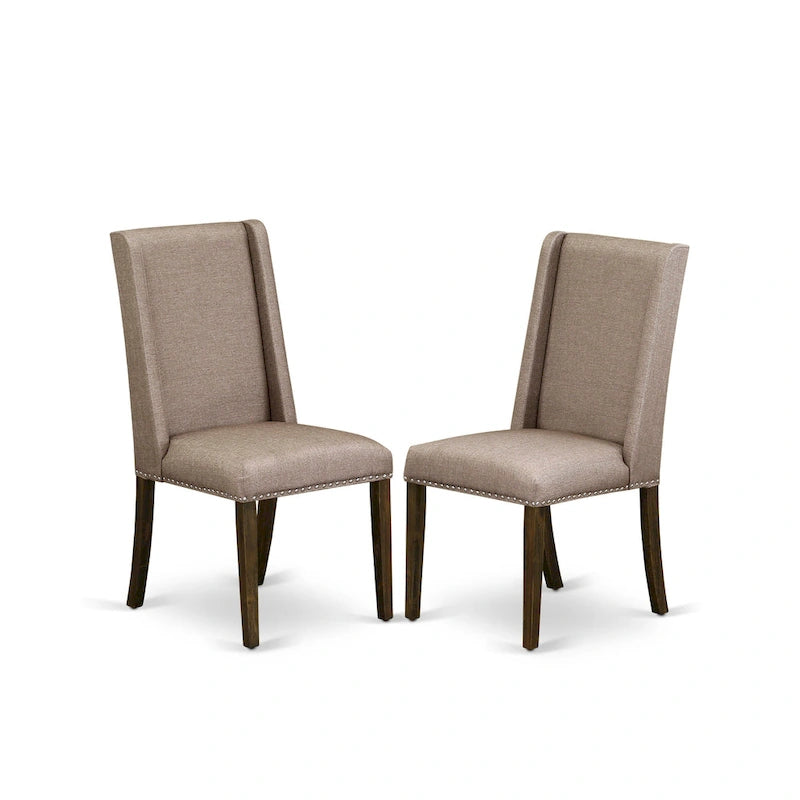 Ensemble de salle à manger rectangulaire avec chaises rembourrées – Bois et tissu, multi-configurations