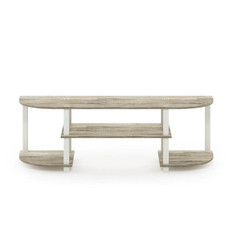 Meuble TV large avec étagères ouvertes – Chêne Sonoma et blanc, 82,5 po L x 15,75 po H