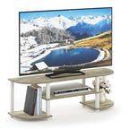 Meuble TV large avec étagères ouvertes – Chêne Sonoma et blanc, 82,5 po L x 15,75 po H