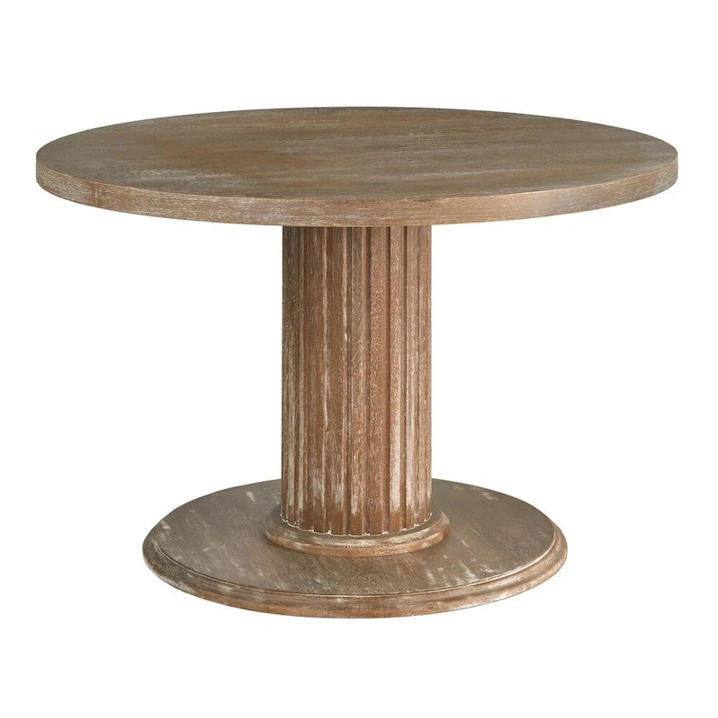 Table à manger ronde en bois recyclé – Finition naturelle, 45.75x45.75x29.5 po, 4 places assises