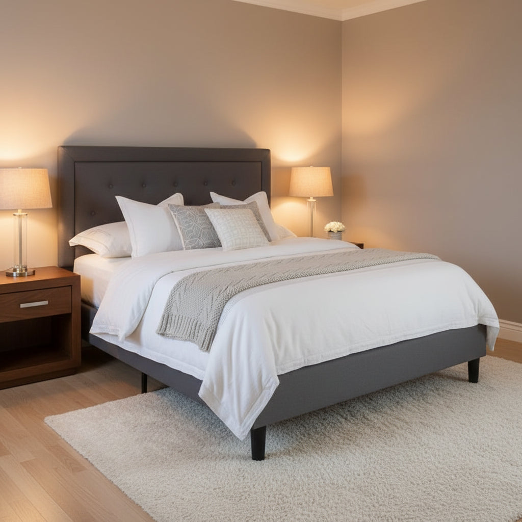 Lit plateforme capitonné avec matelas à ressorts ensachés de 25 cm
