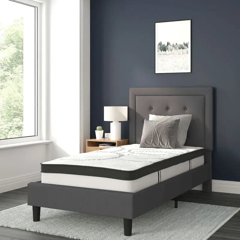 Lit plateforme capitonné avec matelas à ressorts ensachés de 25 cm