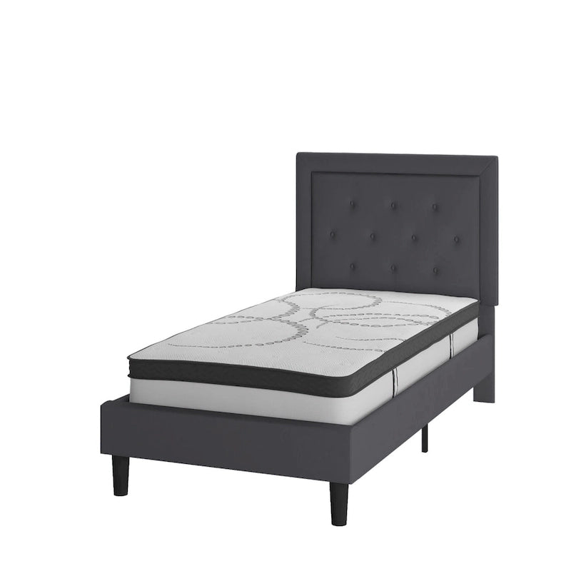 Lit plateforme capitonné avec matelas à ressorts ensachés de 25 cm