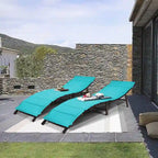 Gymax Lot de 2 chaises longues pliantes en osier – 81 x 23,5 x 20