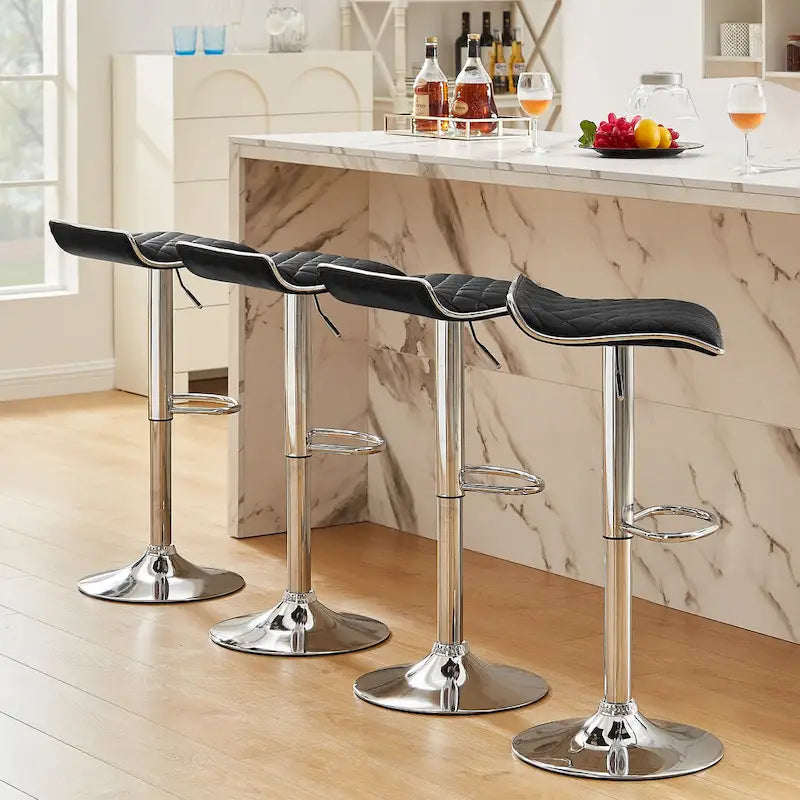 Tabouret de Bar Pivotant sans Dossier à Hauteur Réglable en Similicuir – Capacité 150 kg, Plusieurs Couleurs