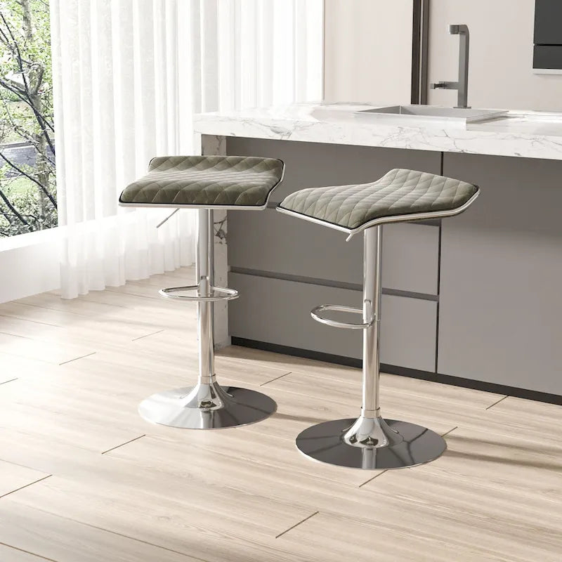 Tabouret de Bar Pivotant sans Dossier à Hauteur Réglable en Similicuir – Capacité 150 kg, Plusieurs Couleurs