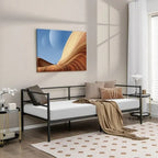 Cadre de lit de repos métallique double pour chambre et salon – Noir, 77.5x40.5x29 po, 480 lb