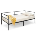 Cadre de lit de repos métallique double pour chambre et salon – Noir, 77.5x40.5x29 po, 480 lb