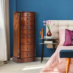 Grande boîte de rangement à bijoux en bois, organisateur avec 8 tiroirs, 2 portes et 16 crochets – MDF Noyer