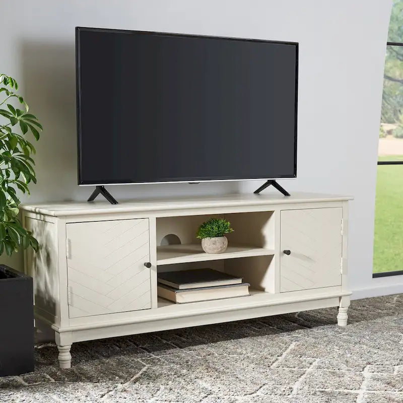 SAFAVIEH Echo 2-Door 2-Shelf Storage TV Media Stand - 47.3 W x 15.8 L x 20 H - 47Wx16Dx20H