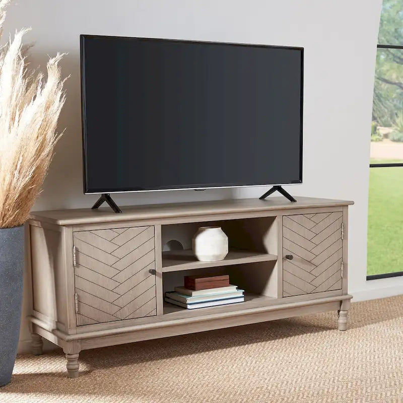 Meuble TV/multimédia 2 portes 2 étagères avec rangement – 47x16x20 po, 4 options de couleur