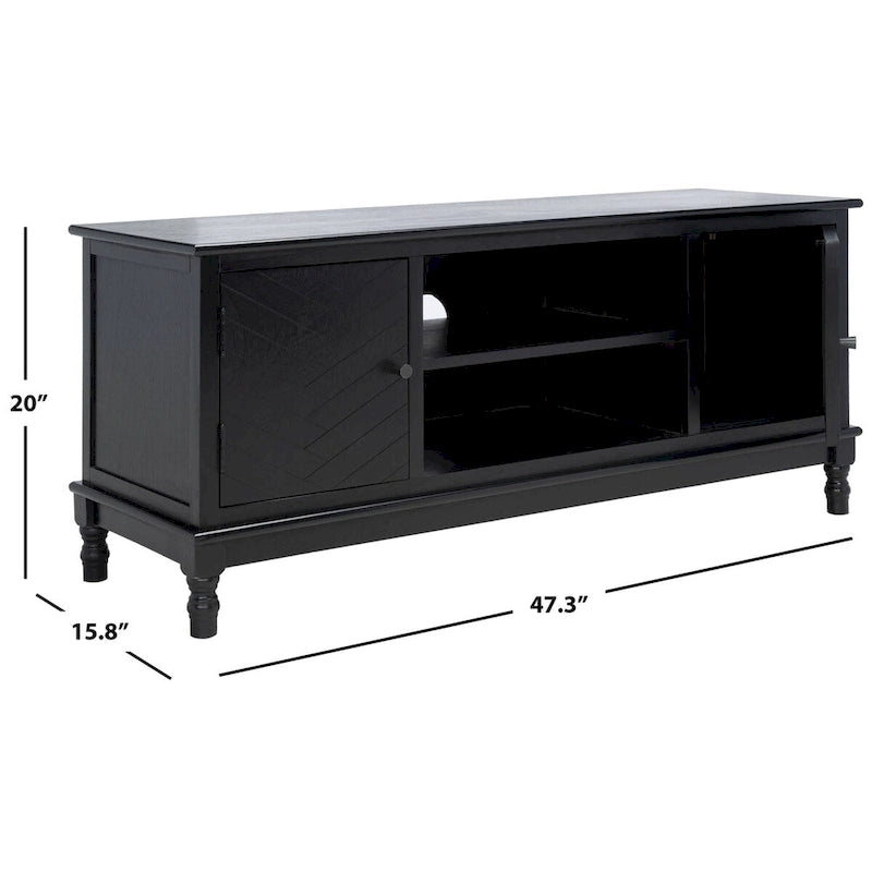 Meuble TV/multimédia 2 portes 2 étagères avec rangement – 47x16x20 po, 4 options de couleur