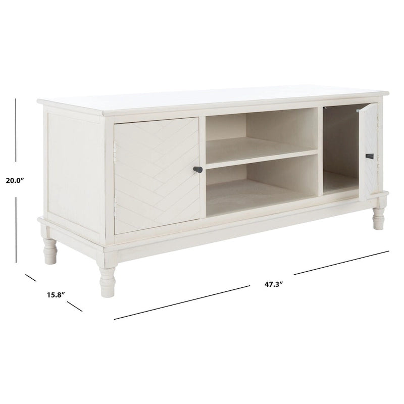 Meuble TV/multimédia 2 portes 2 étagères avec rangement – 47x16x20 po, 4 options de couleur