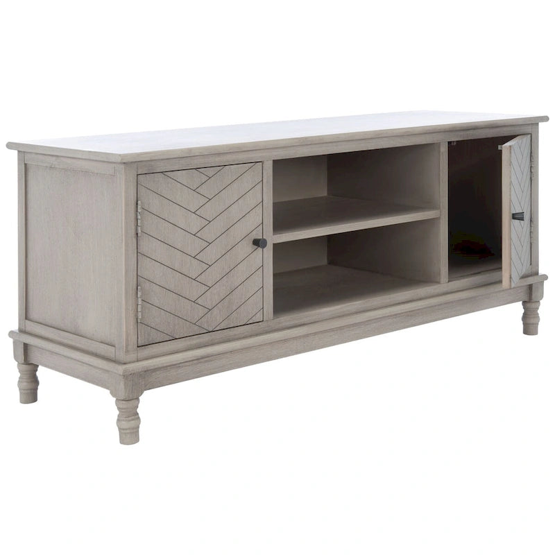 Meuble TV/multimédia 2 portes 2 étagères avec rangement – 47x16x20 po, 4 options de couleur