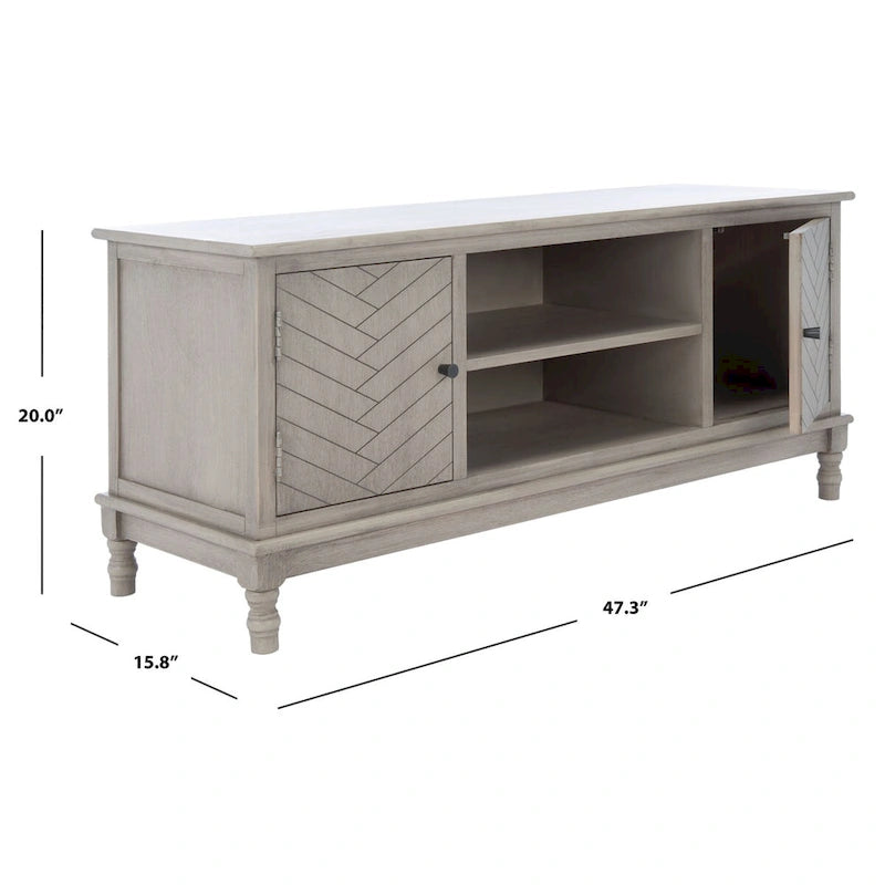 Meuble TV/multimédia 2 portes 2 étagères avec rangement – 47x16x20 po, 4 options de couleur