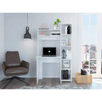 Bureau avec bibliothèque à 6 étagères, table pour ordinateur portable, armoire intégrée