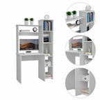 Bureau avec bibliothèque à 6 étagères, table pour ordinateur portable, armoire intégrée