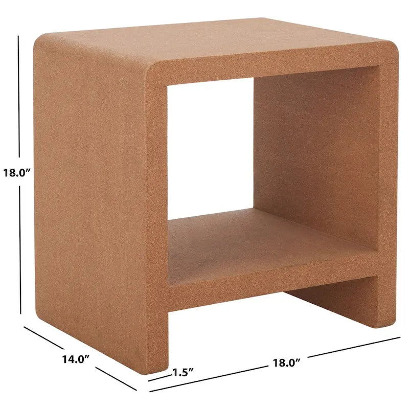 Table d'appoint Cork Accent – 18x14x18 po, Matériau Naturel, Table d'appoint Moderne pour Salon