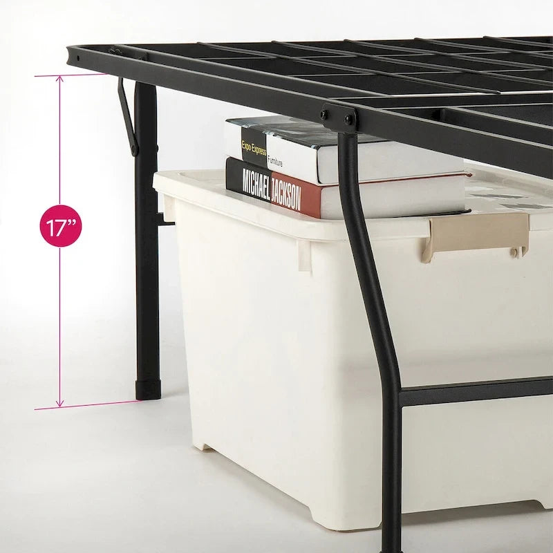 Cadre de lit plateforme en métal de 45 cm – 6 options de taille, aucun sommier tapissier requis, acier robuste