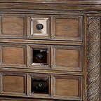 Table de chevet 3 tiroirs de 76 cm avec détails en faux bois sculpté – Marron, tiroirs coulissants, 43x76x74 cm