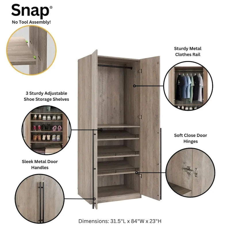 Manhattan Comfort Lee Modern 3.0 Ensemble de 3 armoires de rangement autoportantes