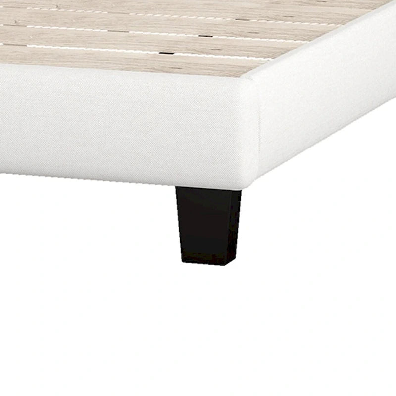 Lit plateforme tapissé avec tête de lit capitonnée incurvée en losange – Lin de polyester, Double/Queen/King