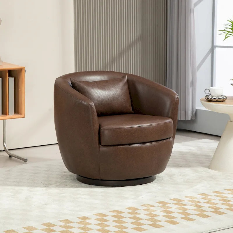 Fauteuil pivotant avec rangement intégré – Marron/Rouge/Noir, Fauteuil de salon rembourré