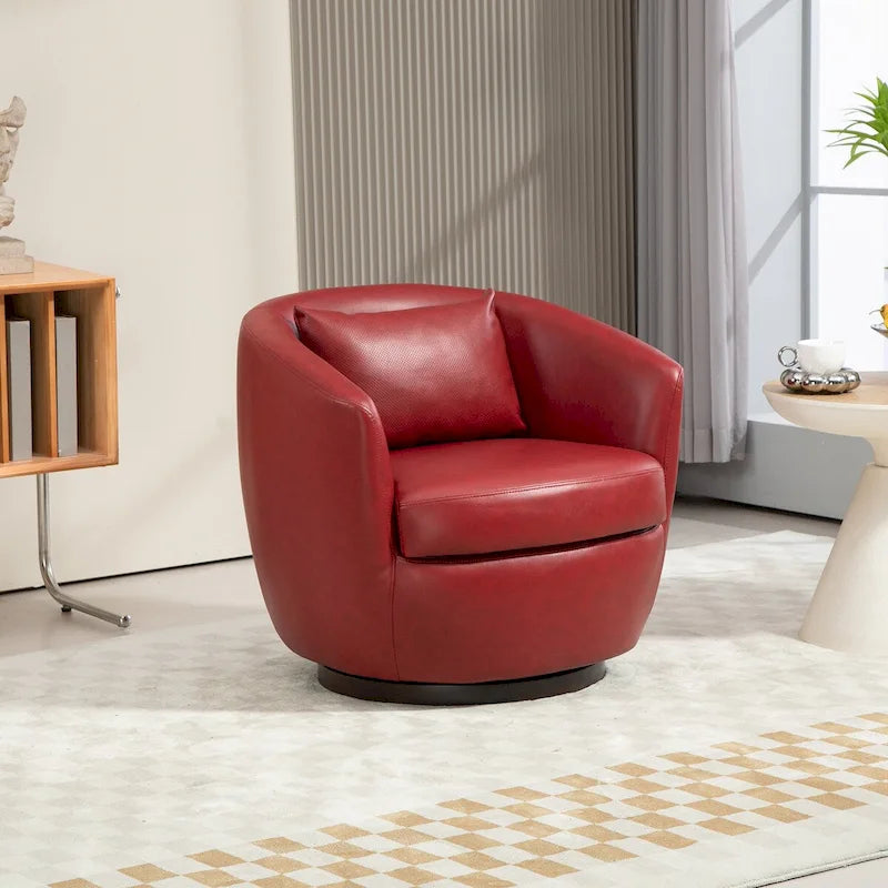 Fauteuil pivotant avec rangement intégré – Marron/Rouge/Noir, Fauteuil de salon rembourré