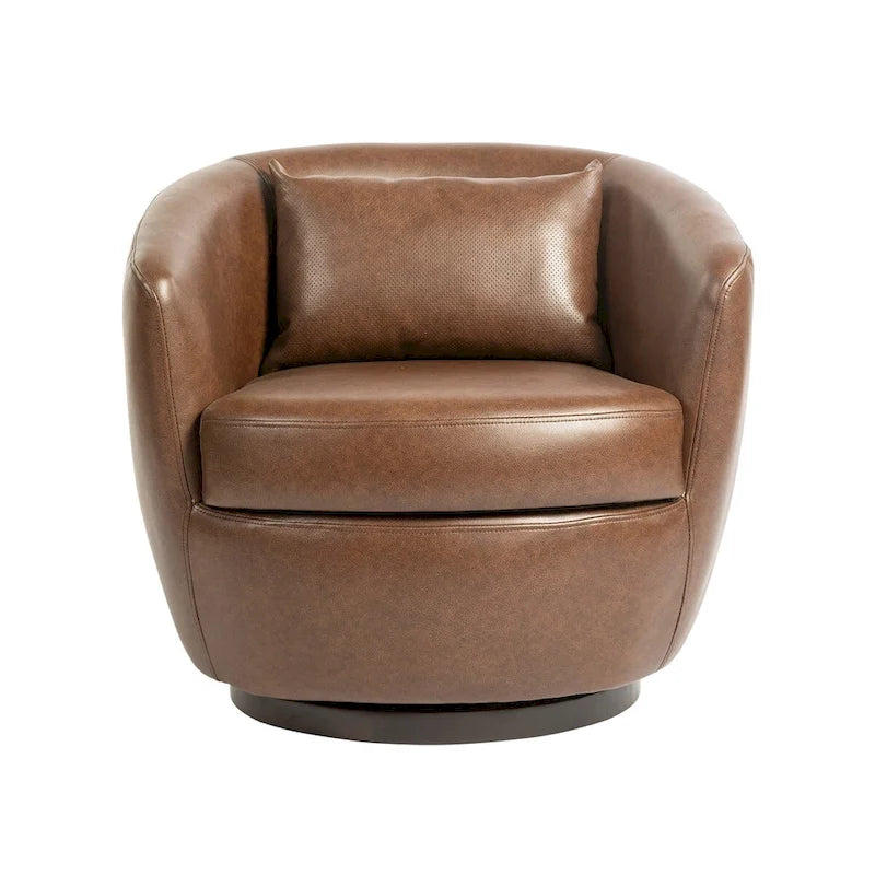 Fauteuil pivotant avec rangement intégré – Marron/Rouge/Noir, Fauteuil de salon rembourré